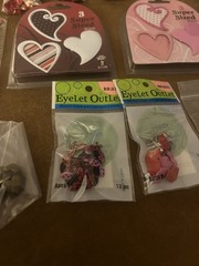 Scrapbooking Lot Valentine’s Day Embellishments Brads Eyelets