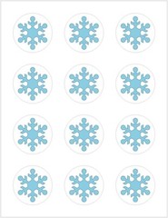 SET of 12 – 2″ Round WINTER SNOWFLAKE ADHESIVE STICKERS
