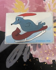 Vintage Smile Makers Foiled Holiday Seal Sledding Sticker Mod 2×4 Inches