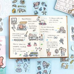 Kawaii Stickers Set (100 Sheets) – Cute PET Transparent Cartoon Animal Flower De