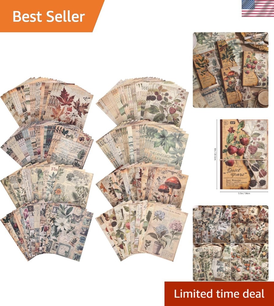 120 Sheets Vintage Botanical Scrapbook Paper Set, Journaling Scrapbooking Sup…