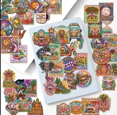 10pcs Spiritual Adventure Travel Stickers- Scrapbook, Crafts, Hippy Moon Child