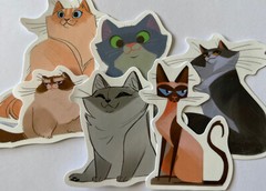 CAT ASSORTMENT Stickers(6pc) •Fuzzy•Meow•Kitten•Pet•Feline •Cute•Fur•Whiskers•