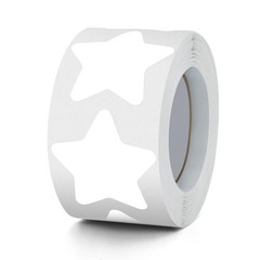 White Star Sticker Roll, 1.5 Inch, Self~Adhesive, Waterproof, 500 PCS