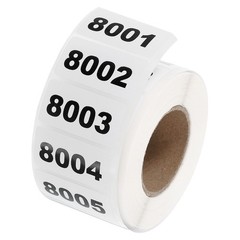 1 Roll Inventory Number Sticker 1.6″x0.8″ 8001-9000 Consecutive Number Sticker
