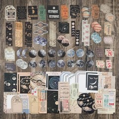 Knaid Vintage Scrapbook Supplies Pack (200 Pieces) for Witchy Junk Journal Bulle