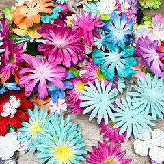 Bulk Craft Flower Lot Paper Fabric Scrapbooking DIY Mixed Colors Sizes Daisy
