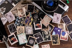45pcs Gold Foiled Galaxy Space Stickers Pack, Full moon, Crescent moon,Astrology
