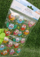 Mini Kids Puffy Colorful Owl Stickers Branches Owls Animals Birds 28pc Pink 3+