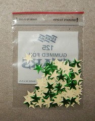 3 Packs Vintage Green Star Foil Gummed Stickers (1/2″, 125 per pack, 375 total)