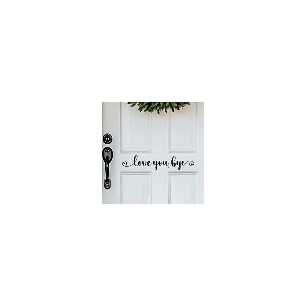 YYDESN “Love You, Bye” Door Decal – Black Vinyl Entrance Wall Sticker – Farmh…