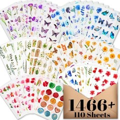 Floral Stickers for Scrapbooking – 1466+ Pieces, Pressed Flower & Journaling Sup