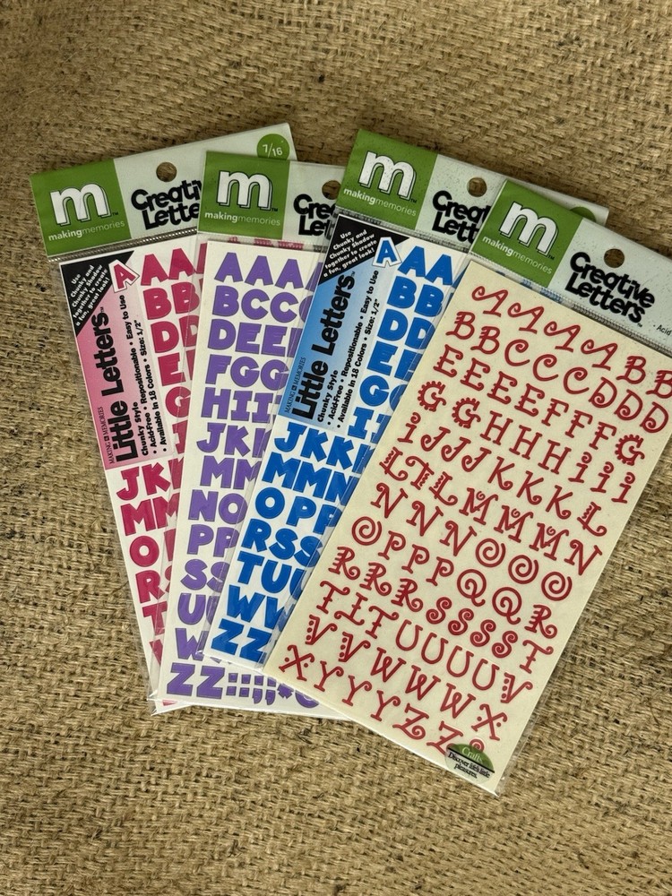 Making Memories Little Letters Stickers Numbers & Letters Pink Purple Blue Red