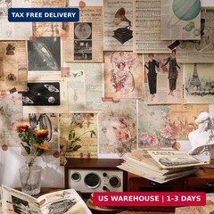 200 Sheets of Vintage Scrapbook Paper, Journaling Scrapbooking Supplies Craft De