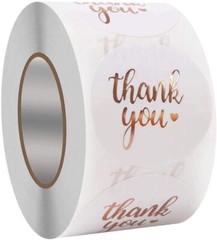 1000Pcs 1.5 Inch Thank You Stickers Font Rose Gold Foil Lables For Greeting Card