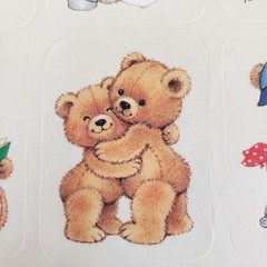 VTG Novelty Teddy Bear Sticker Sheet Roller Skates Bear Hug Unbranded