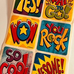 Vintage Sticker Sheet SUPER Sayings YES! Way to Go! Wow You Rock So Cool Awesome