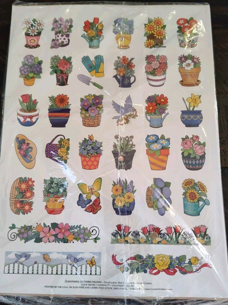 Flower Pot Gardening Stickers 2 Sheets Current