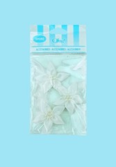 3D Satin White Flower Stickers Crafts Art Design Decor DIY Fabric Stick Journal