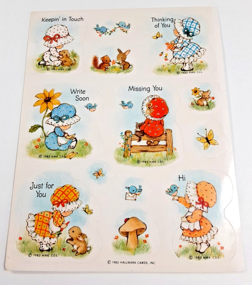 vintage 80’s Hallmark cute girls in bonnets sticker sheet
