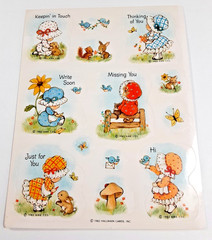 vintage 80’s Hallmark cute girls in bonnets sticker sheet