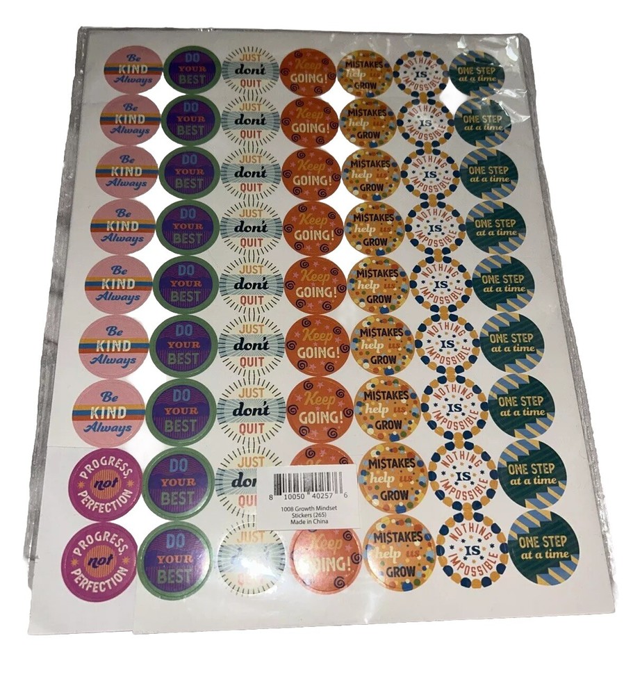 15 Pages Of Growth Mindset Affirmation Round Multicolor Stickers (963)