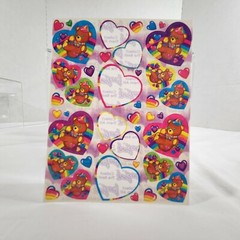 Lot of 2 Partially Used Lisa Frank Rainbow Teddy Panda Bear Stickers Vtg 1989
