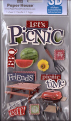 Paper House 3-D~LET’S PICNIC~raised sticker set~BNIP~Nice! FAST SHIP!!
