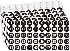 Number Stickers 1-50, 20 Sheets Consecutive Number Stickers, 1000 Labels-1 Inch