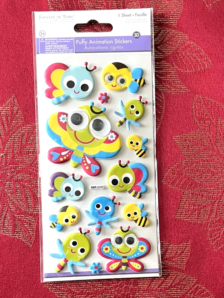 YOU CHOOSE – BUGS BUTTERFLIES FROGS PUFFY STICKERS