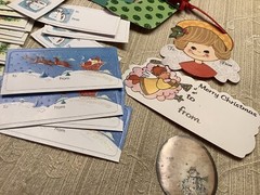 X557🌟Vintage 80s LOT OF 36-Christmas GIFT Present Name TAGS Regular & Sticky!