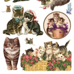 Violette Stickers – Cats – 1 Victorian Cat Sticker Sheet – Scrapbooks Stationery