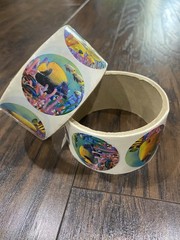 VTG 90s Tropical Fish Round Stickers In A Roll Ocean Life 100+ Colorful