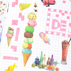 6Pcs Sweet Dessert Washi Food Cake Donuts Paper Scrapbooking Journal Sticker DIY