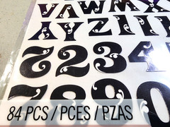 Black Flourish Alpha Large Numbers Clear Stickers 84pc Swirl Scrapbooking Sticko
