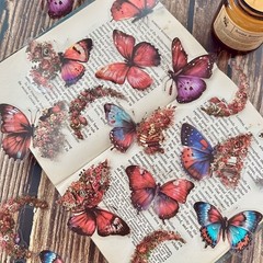 Flower-Printed Decorative Adhesive Durable Transparent Butterfly Flower Stickers