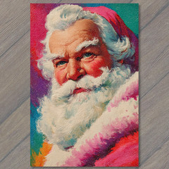 STICKER Santa Colorful Portrait Bright Beard Red Suit Classic Christmas Retro