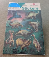 Vintage AMERICAN GREETINGS Dinosaur Stickers 4 Sheets Unopened NOS NIP