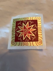 Sandylion canada Holiday sticker -Star Single Gold Red Swirl Foil Metallic Rare