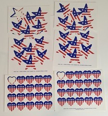 Vtg 1991 Current Stickers Stars & Stripes Hearts Stars Patriotic Red White Blue