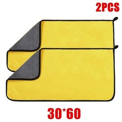 1/2/6pcs Microfiber Cleaning Towel Thicken Soft Drying Cloth Car Body Washing