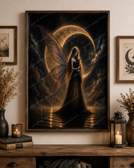 USA Veteran Mystical Fairy Moon Black Cat Fantasy Removable Vinyl Wall Art