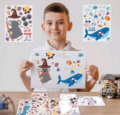 48 Sheets X 3 Make a face Stickers for Kids, Make Your Own Animal