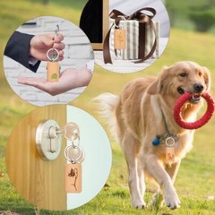 30 Pcs Blank Wooden Key Chain Wood Engraving for DIY Gifts Crafts Key Tags
