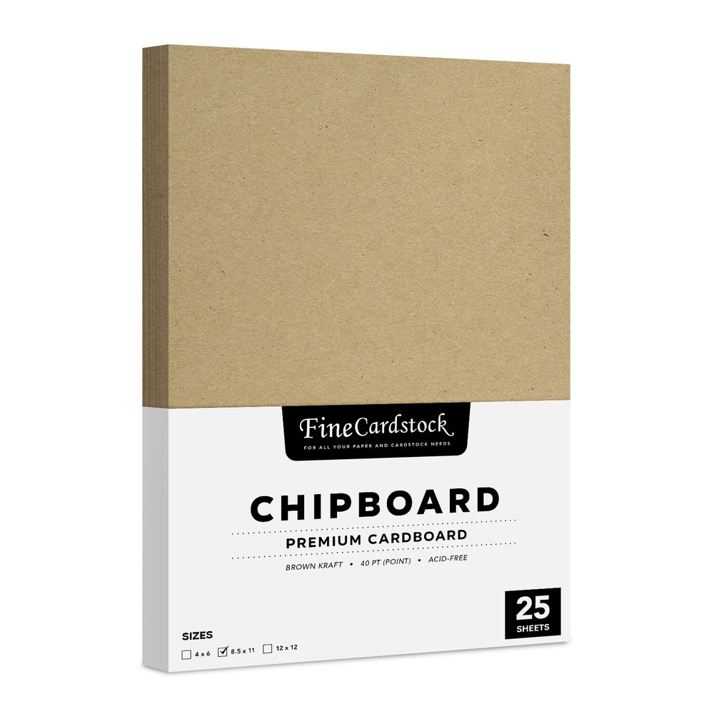 Brown Kraft Chipboard – Heavyweight 40 Pt. (Point) Cardboard – 25 Sheets