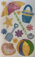 BEACH Vellum Stickers(13pc) Sandylion•Summer•Ocean•Ball •Umbrella•Shells•Sand