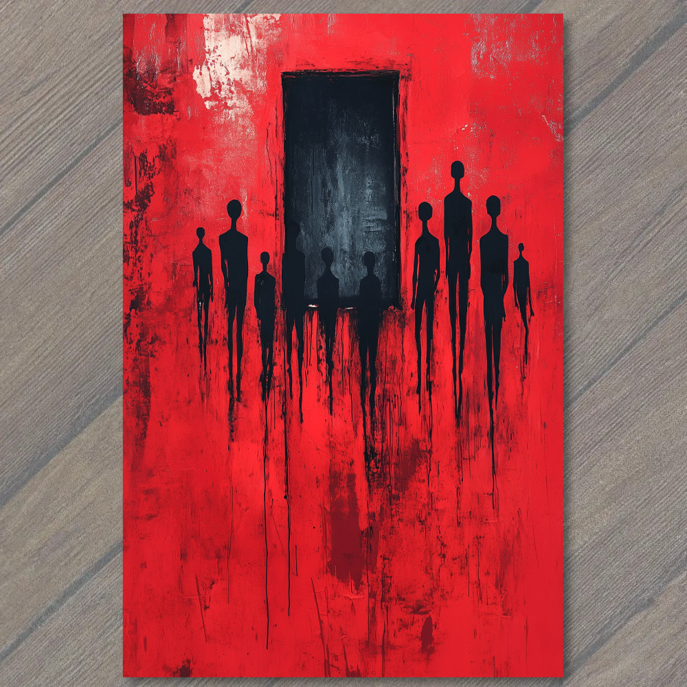 STICKER Abstract Red Black Figures Portal Dystopian Shadows Horror Surreal Mel