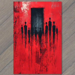 STICKER Abstract Red Black Figures Portal Dystopian Shadows Horror Surreal Mel