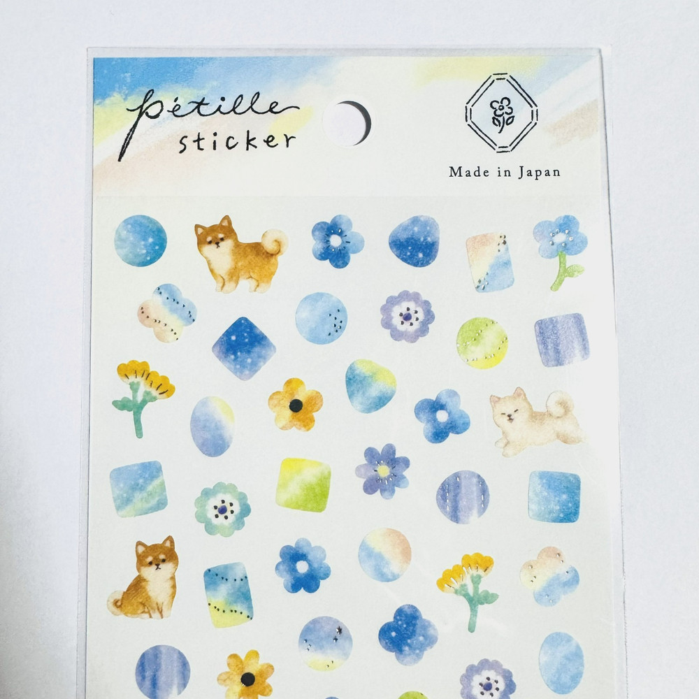 Japanese Mameshiba Shiba Inu Sticker Sheet Kawaii Dog Floral Made in Japan