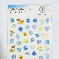 Japanese Mameshiba Shiba Inu Sticker Sheet Kawaii Dog Floral Made in Japan
